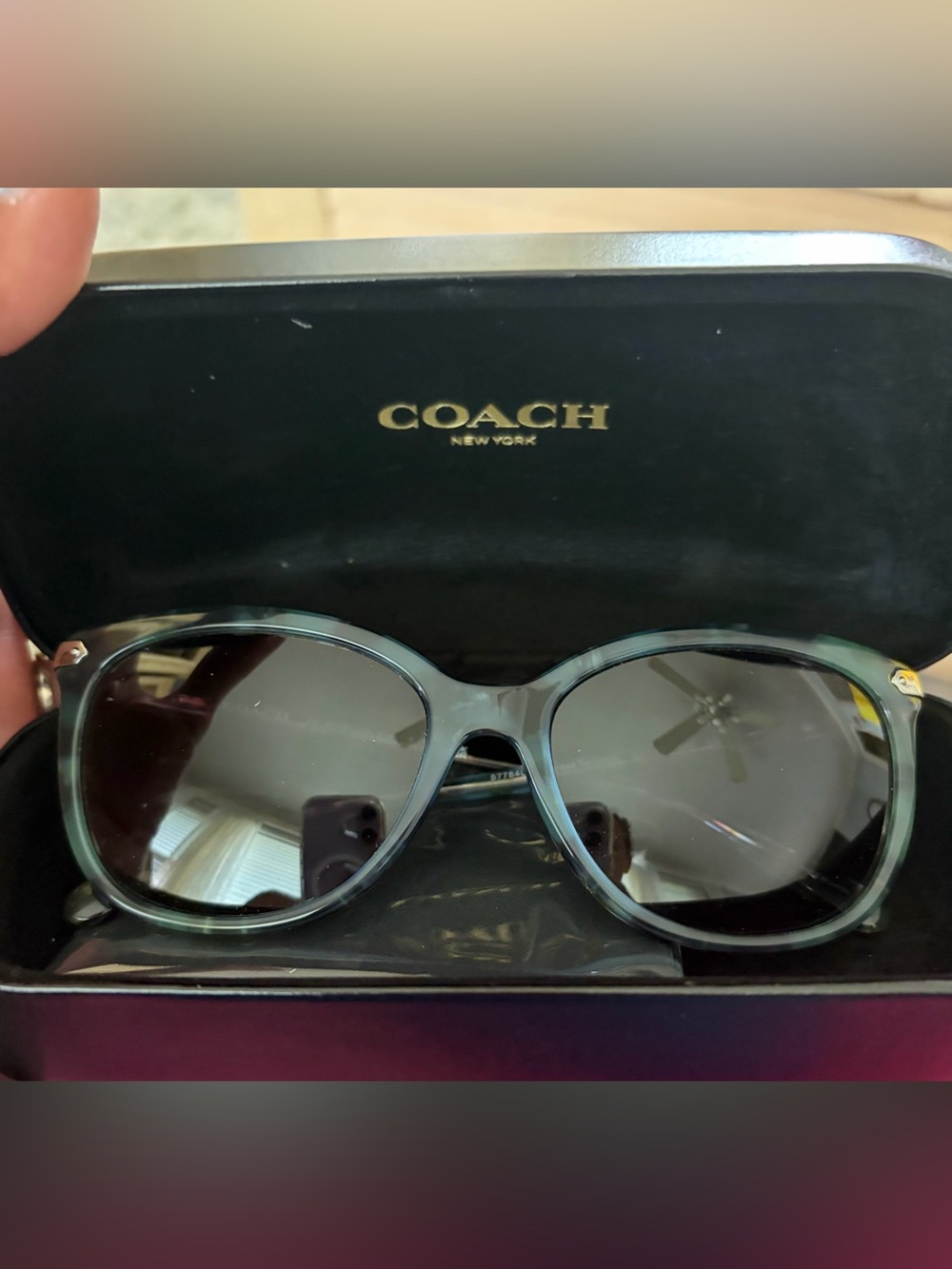 Authentic Coach Translucent Purple Tortuous  Frame Sunglasses with Dark Lenses